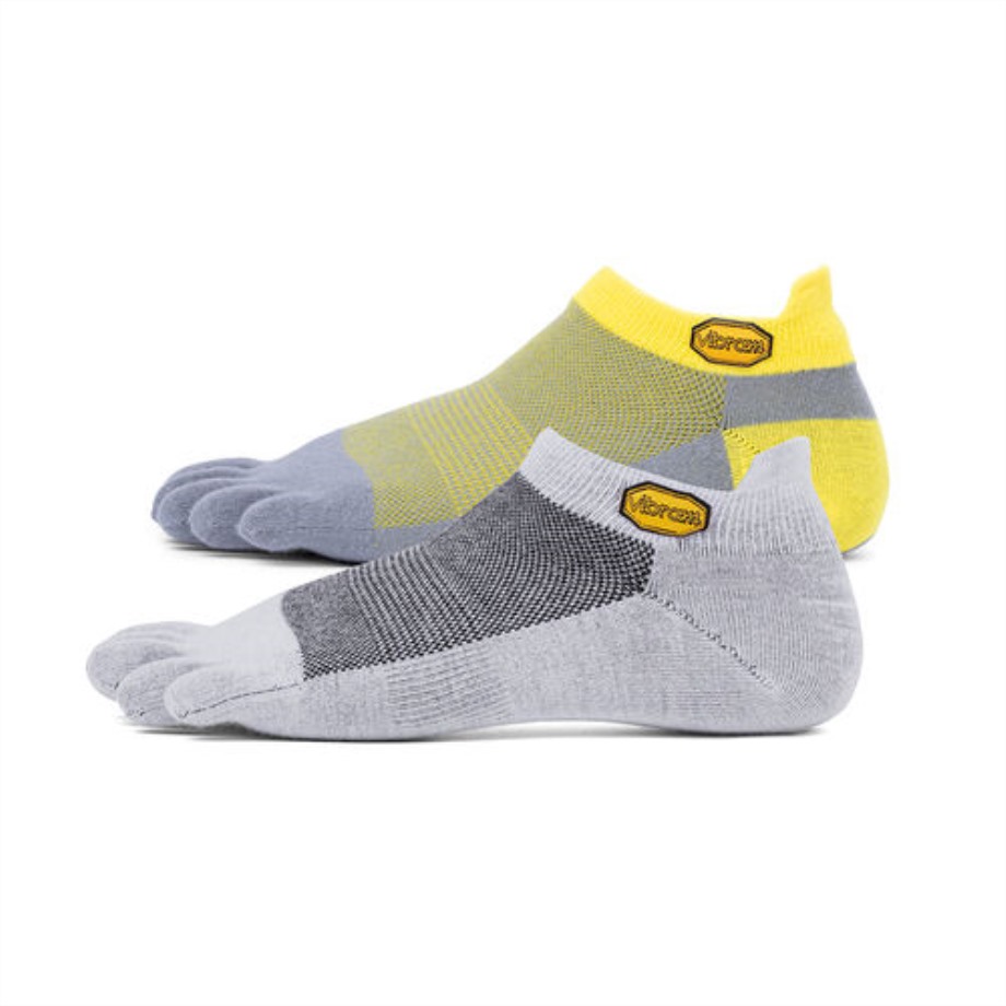 Vibram Világos-szürke-sárga-szürke 5 Ujjú Zokni No Show 2 Csomag